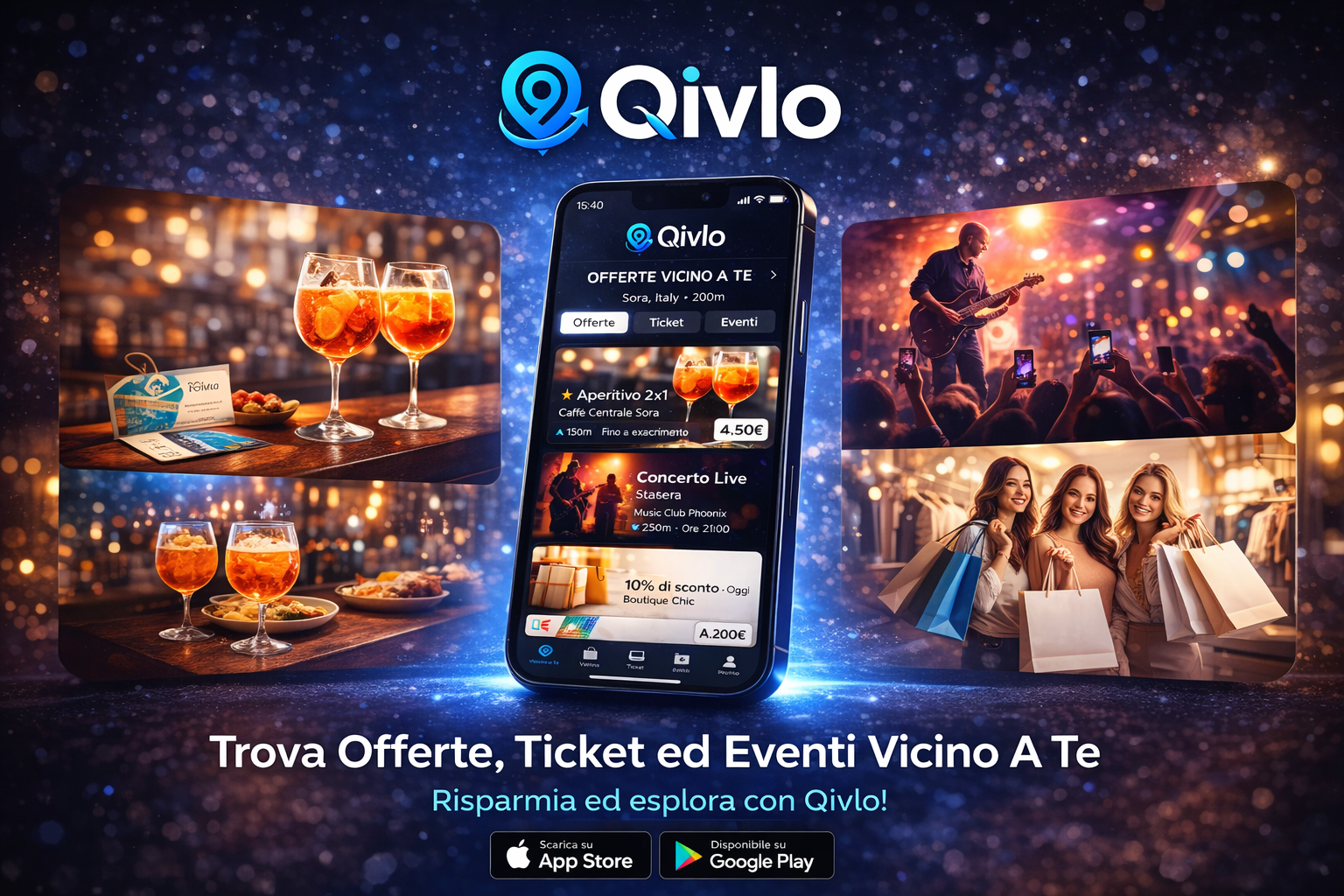Schermate Qivlo su dispositivo mobile